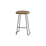 FRANKLIN Hardwood Shaped Bar Stool – industrial wooden seat bar stool with metal frame