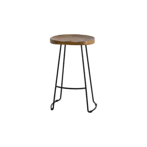 FRANKLIN Hardwood Shaped Bar Stool – industrial wooden seat bar stool with metal frame
