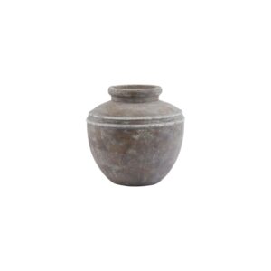 SIENA Brown Water Pot – Handcrafted ceramic urn-style water pot with distressed brown finish, suitable for live or artificial arrangements.