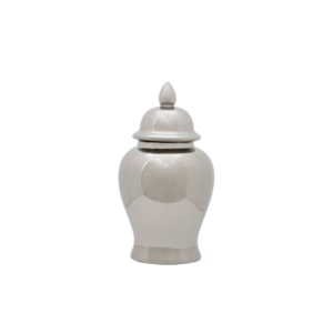 Knight Small Ginger Jar with silver reflective finish, domed lid, and classic rounded shape.