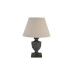 INCIA Urn Wooden Table Lamp – Handcrafted wooden lamp with whitewashed urn base and linen shade, ideal for neutral or rustic interiors.