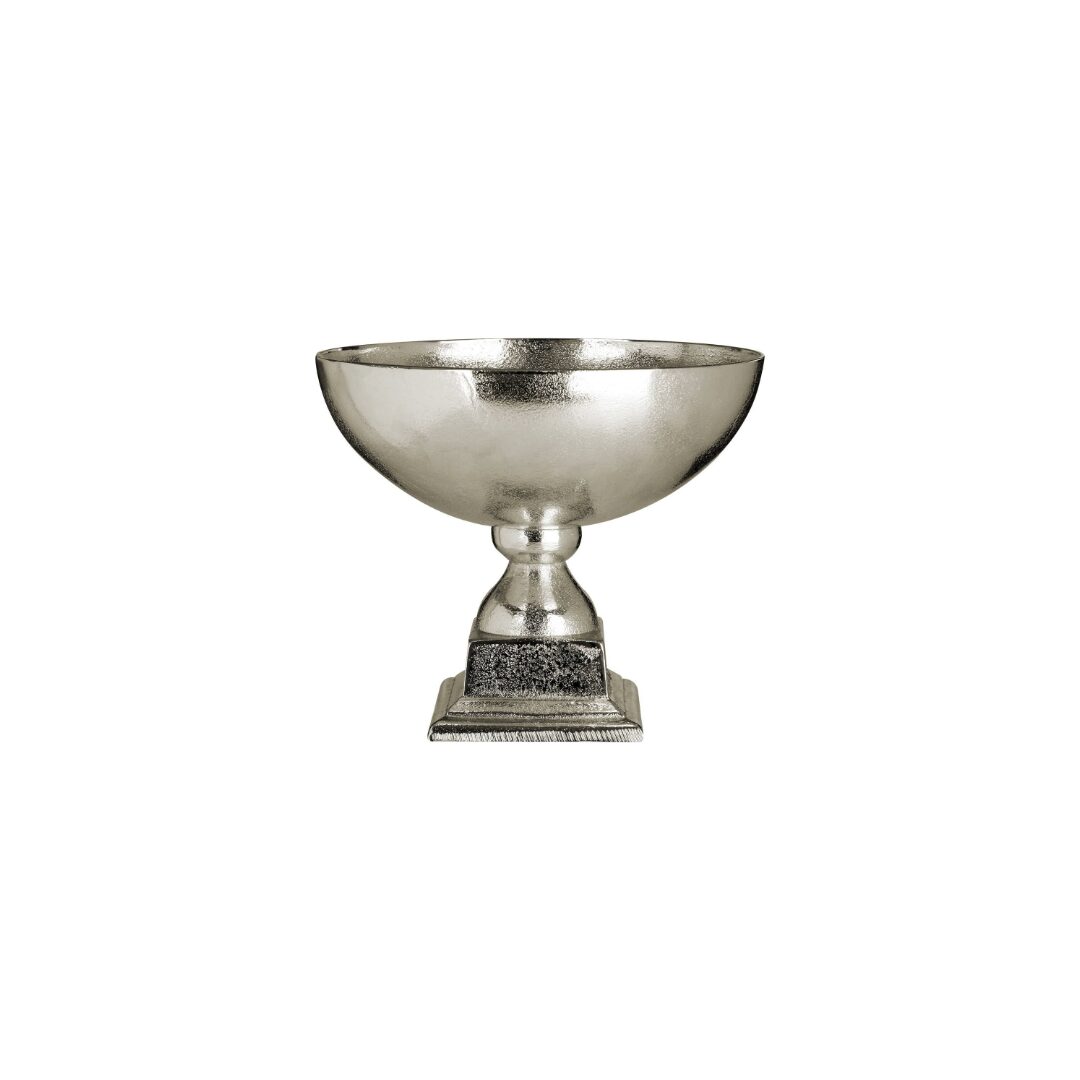 Knight Townhouse Small Bowl with rough nickel finish, chalice shape, and elegant silver-toned plinth.