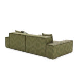 HULK Sofa in olive green, two-seater modular design with plush cushions and botanical accent pillows