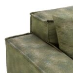 HULK Sofa in olive green, two-seater modular design with plush cushions and botanical accent pillows