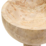 Chocolate marble pedestal bowl with natural veining and a round elevated base.