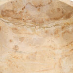 Chocolate marble pedestal bowl with natural veining and a round elevated base.