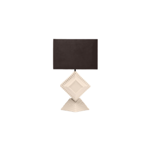 UNITY Table Lamp – geometric ivory earthenware base with sleek black rectangular shade, modern designer lighting