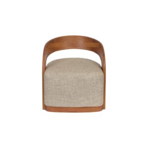 NALA Chair with sable upholstery and amber-finished mindi wood frame in a sculptural contemporary design.