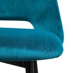Petrol velvet bar chair with black steel frame and brass-tipped legs