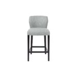 JASY Paco Low Bar Chair with Paco Acier fabric, cushioned seat, low backrest, and Dark Wengue beech legs