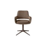 Modern dining chair with Bermuda fabric upholstery and brushed bronze stainless-steel legs