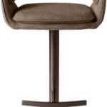 Modern bar chair with upholstered Bermuda fabric seat and brushed bronze swivel base