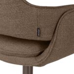 Modern bar chair with upholstered Bermuda fabric seat and brushed bronze swivel base