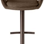 Modern bar chair with upholstered Bermuda fabric seat and brushed bronze swivel base