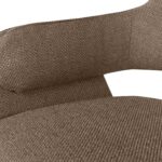 Modern bar chair with upholstered Bermuda fabric seat and brushed bronze swivel base