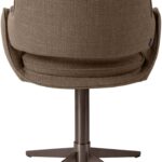 Modern dining chair with Bermuda fabric upholstery and brushed bronze stainless-steel legs