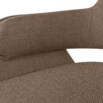 Modern dining chair with Bermuda fabric upholstery and brushed bronze stainless-steel legs