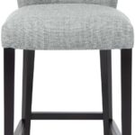 JASY Paco Low Bar Chair with Paco Acier fabric, cushioned seat, low backrest, and Dark Wengue beech legs