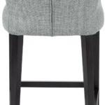JASY Paco Low Bar Chair with Paco Acier fabric, cushioned seat, low backrest, and Dark Wengue beech legs