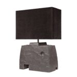 Shali Table Lamp – textured earthenware brown base with rectangular black fabric shade, modern rustic lighting