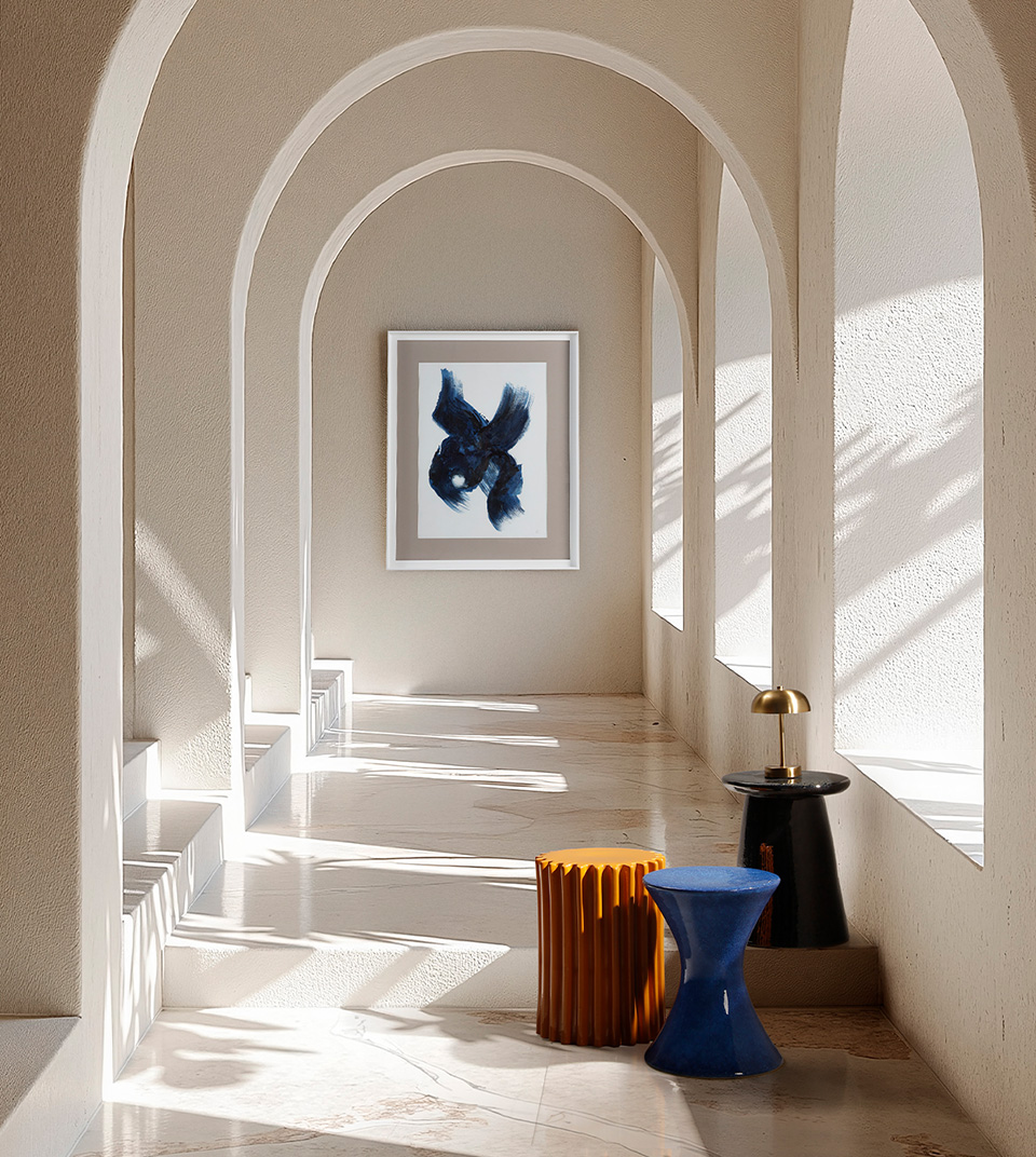 Chocolate marble pedestal bowl with natural veining and a round elevated base.