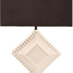 UNITY Table Lamp – geometric ivory earthenware base with sleek black rectangular shade, modern designer lighting