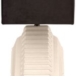 UNITY Table Lamp – geometric ivory earthenware base with sleek black rectangular shade, modern designer lighting