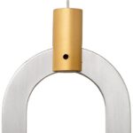 SKYFI linear pendant lamp in brushed aluminium with integrated LED strip, modern architectural ceiling light