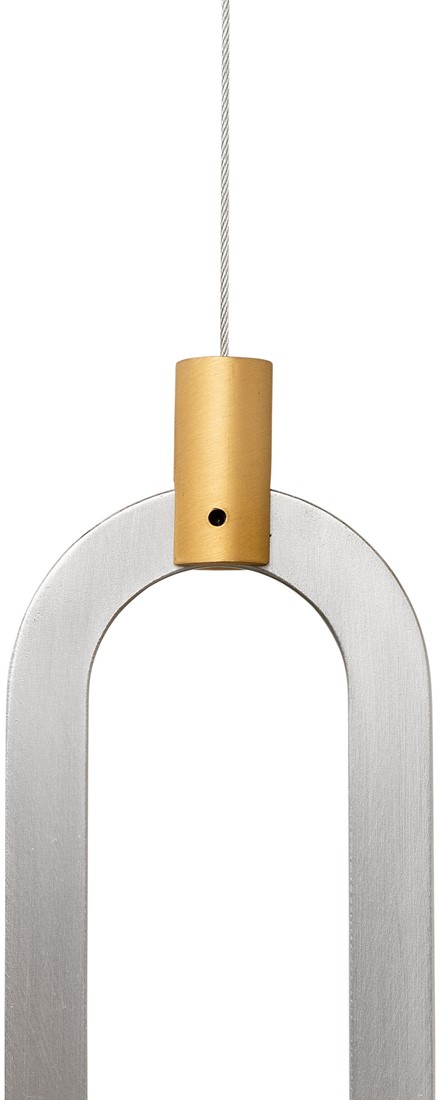 SKYFI linear pendant lamp in brushed aluminium with integrated LED strip, modern architectural ceiling light