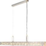 SKYFI linear pendant lamp in brushed aluminium with integrated LED strip, modern architectural ceiling light