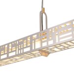 SKYFI linear pendant lamp in brushed aluminium with integrated LED strip, modern architectural ceiling light