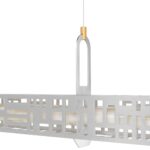 SKYFI linear pendant lamp in brushed aluminium with integrated LED strip, modern architectural ceiling light