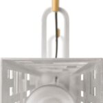 SKYFI linear pendant lamp in brushed aluminium with integrated LED strip, modern architectural ceiling light