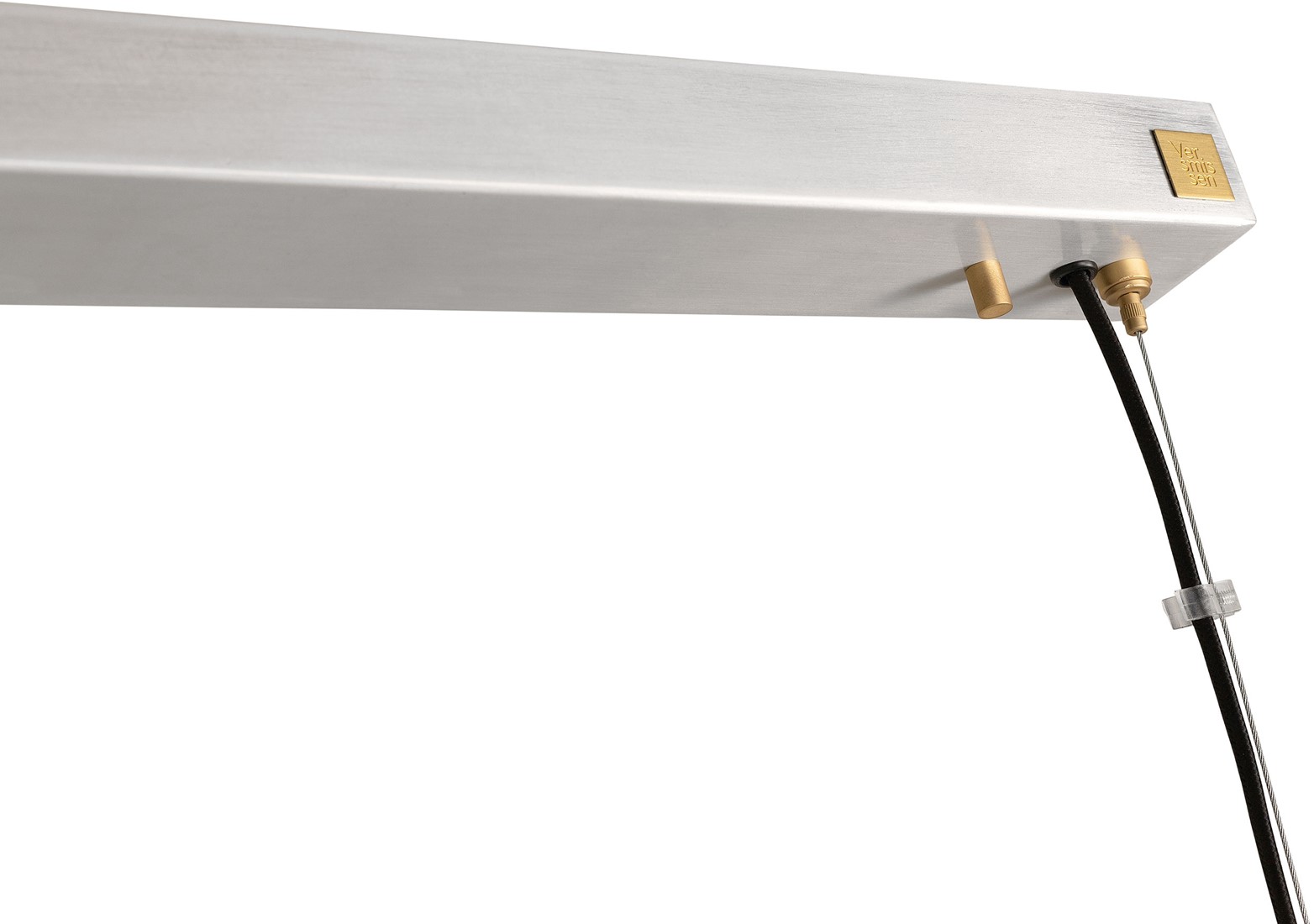 SKYFI linear pendant lamp in brushed aluminium with integrated LED strip, modern architectural ceiling light