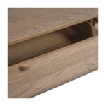 TEXAS TV sideboard with drawers in natural oak wood and gold metal accents, modern minimalist TV unit