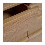 TEXAS oak sideboard with six drawers and gold metal legs, contemporary natural wood storage furniture