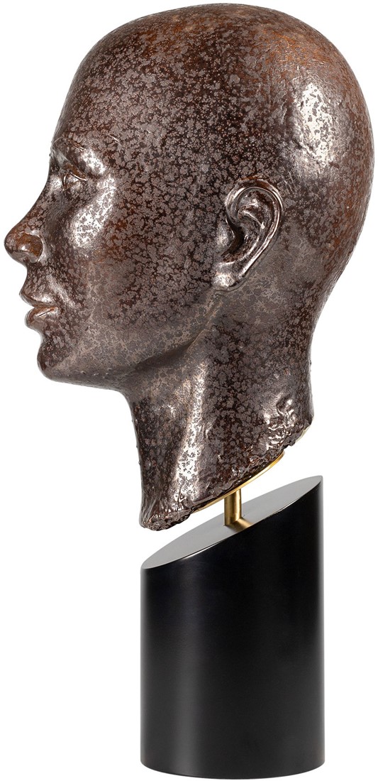 CONCA bronze ceramic statue with black powder-coated base, handcrafted decorative sculpture for modern interior styling.