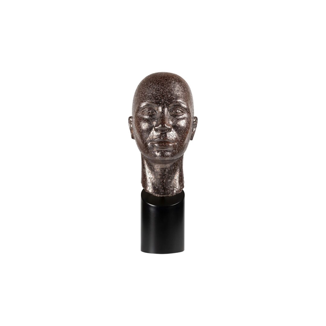 CONCA bronze ceramic statue with black powder-coated base, handcrafted decorative sculpture for modern interior styling.