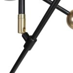 ORBIT Large Ceiling Lamp with smoked glass shades, black frame and gold sockets, modern adjustable ceiling light