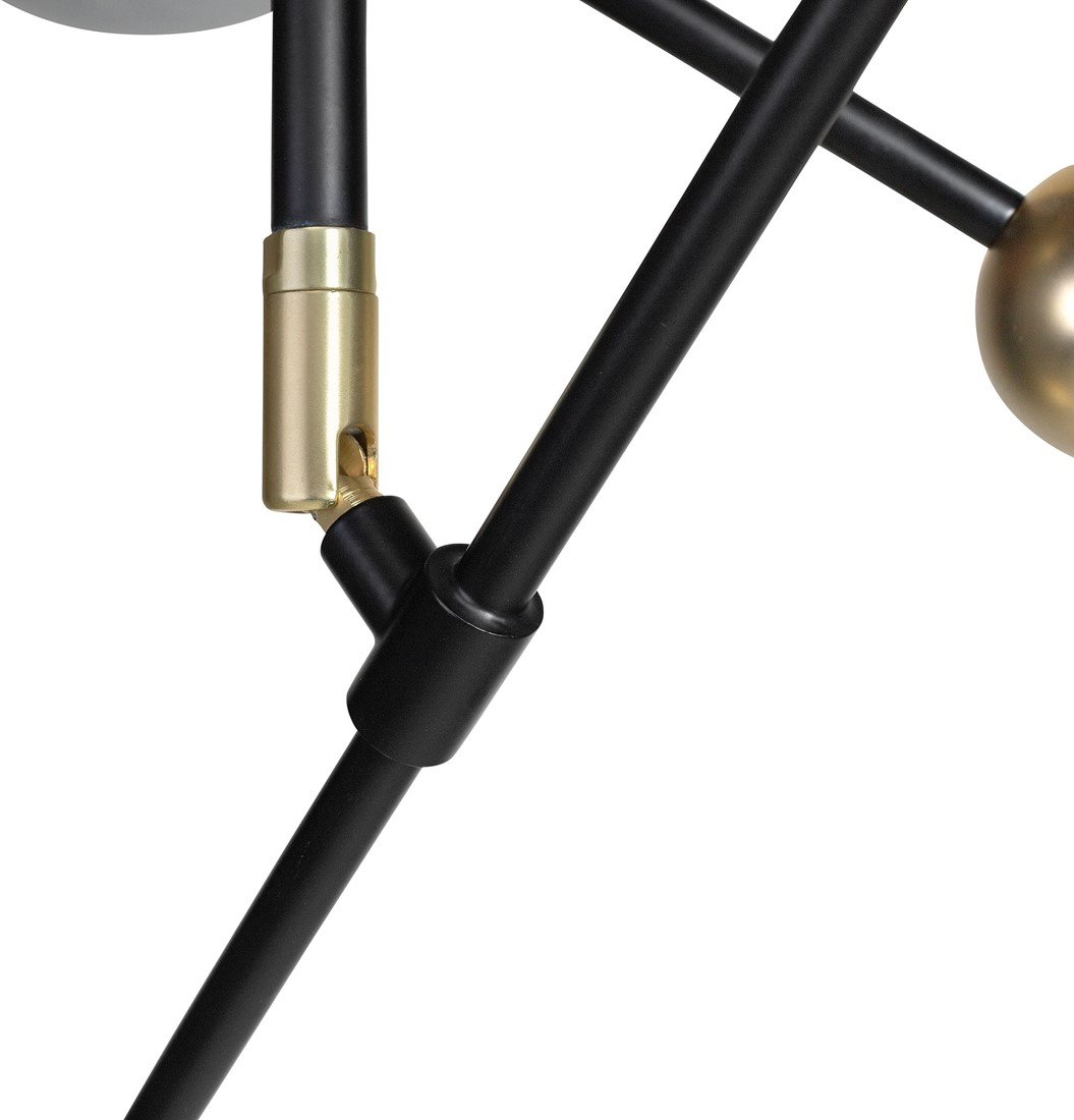 ORBIT Large Ceiling Lamp with smoked glass shades, black frame and gold sockets, modern adjustable ceiling light