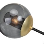 ORBIT Large Ceiling Lamp with smoked glass shades, black frame and gold sockets, modern adjustable ceiling light