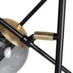 ORBIT Large Ceiling Lamp with smoked glass shades, black frame and gold sockets, modern adjustable ceiling light
