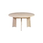 MIKAEL beige travertine marble dining table with round top and sculptural stone legs