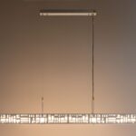 SKYFI linear pendant lamp in brushed aluminium with integrated LED strip, modern architectural ceiling light