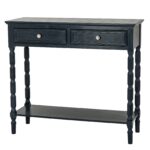CONTOUR Collection 2 Drawer Console in black wood, modern and elegant design for home or retail display