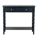 CONTOUR Collection 2 Drawer Console in black wood, modern and elegant design for home or retail display
