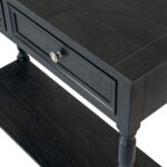 CONTOUR Collection 2 Drawer Console in black wood, modern and elegant design for home or retail display