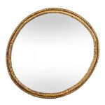 Medium wall mirror with gold dimpled textured frame and reflective glass, decorative mirror for modern and classic interiors.