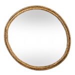 Small wall mirror with gold dimpled frame and reflective glass, compact decorative mirror for modern and traditional interiors.