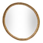Nahla large wall mirror with gold dimpled metal frame, textured statement mirror for contemporary and traditional interiors. main